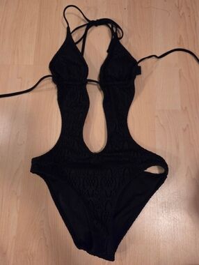 Black one piece bathing suit